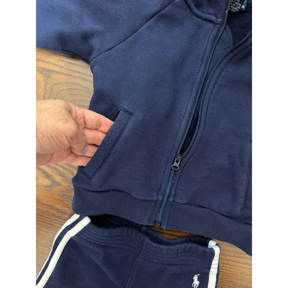 Polo Ralph Lauren Toddler 18M Navy Blue Cotton Tracksuit Jacket Jogger Set